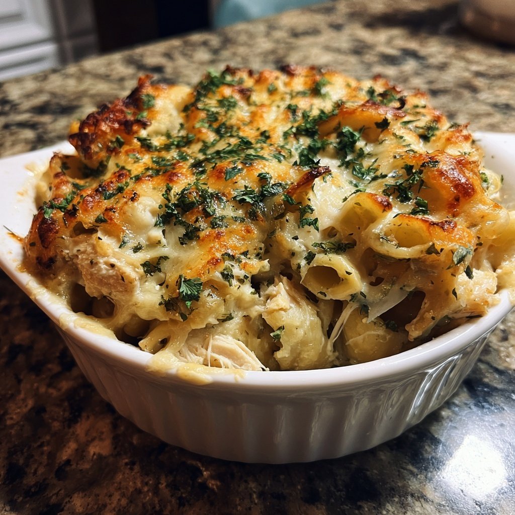 Chicken Alfredo Noodle Bake