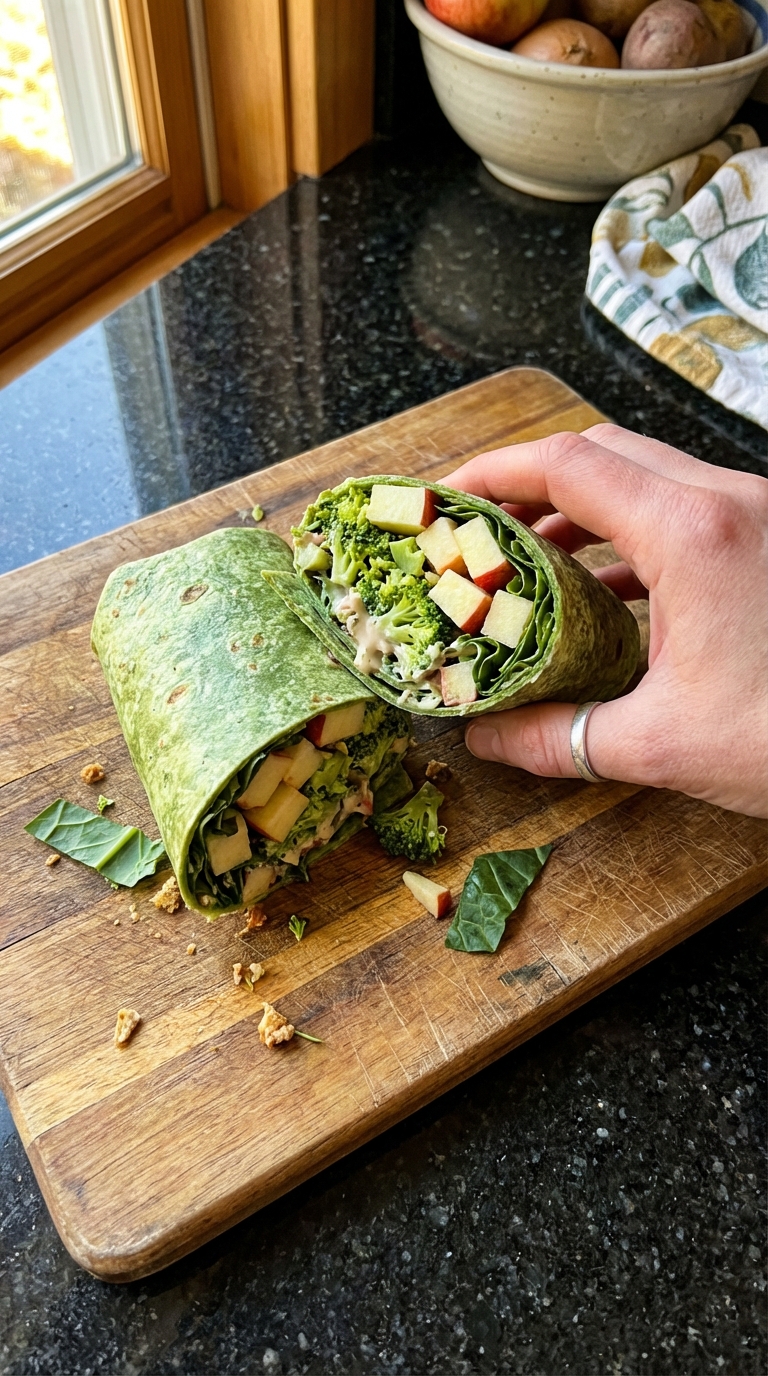 Broccoli Apple Collard Greens Wrap