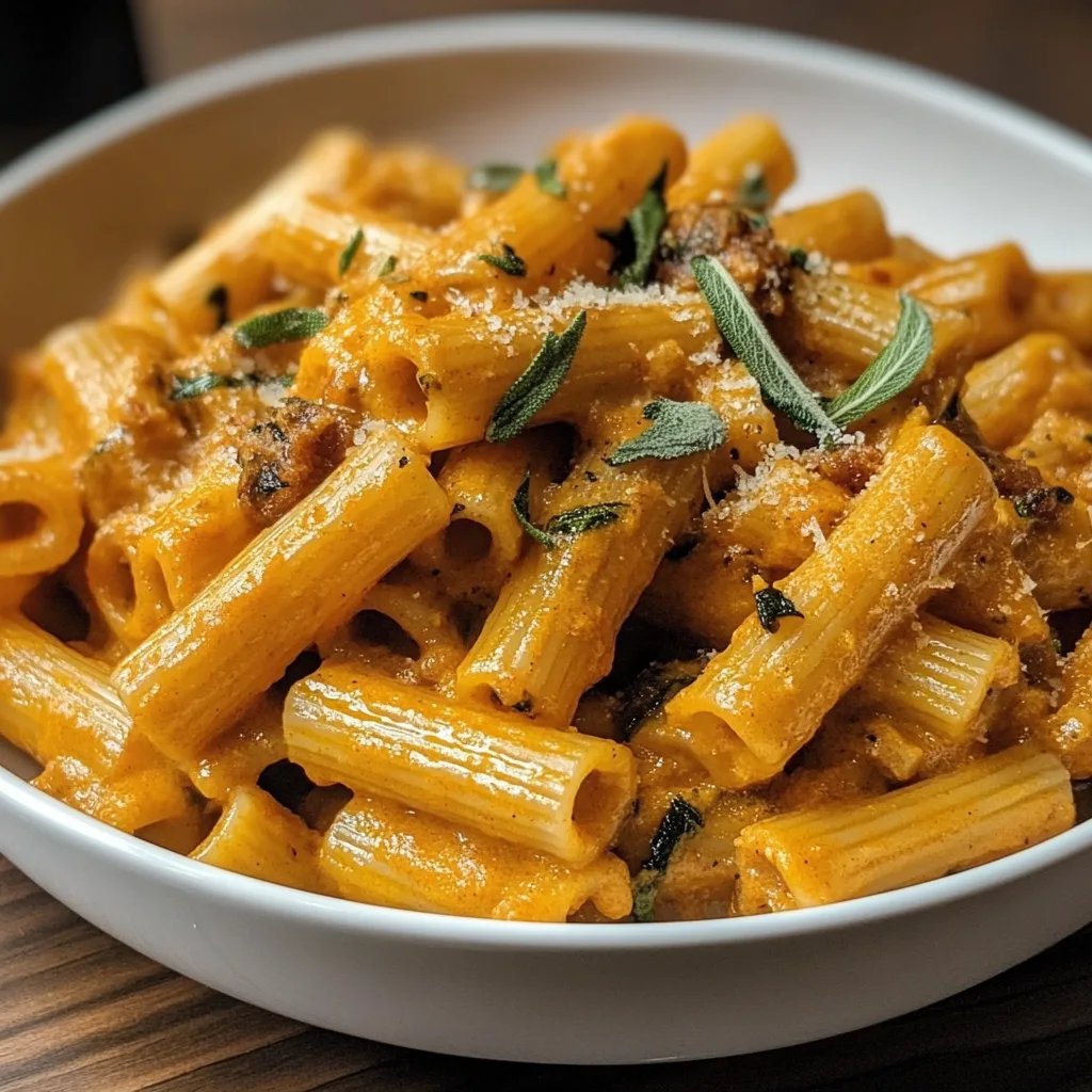 Vegan Pumpkin Tahini Rigatoni