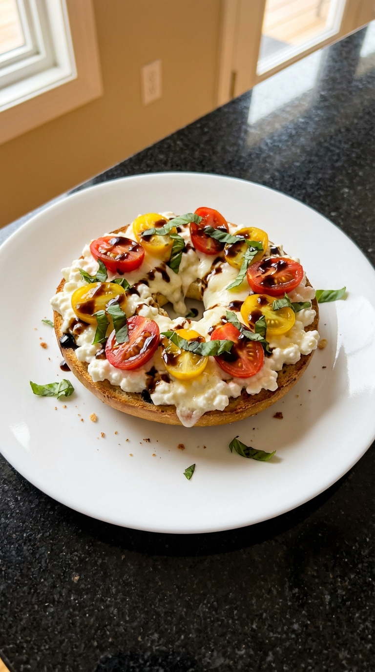 Caprese Cottage Cheese Bagel Delight