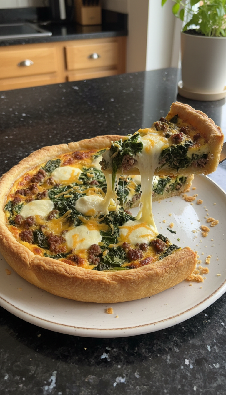 Spinach and Beef Breakfast Quiche