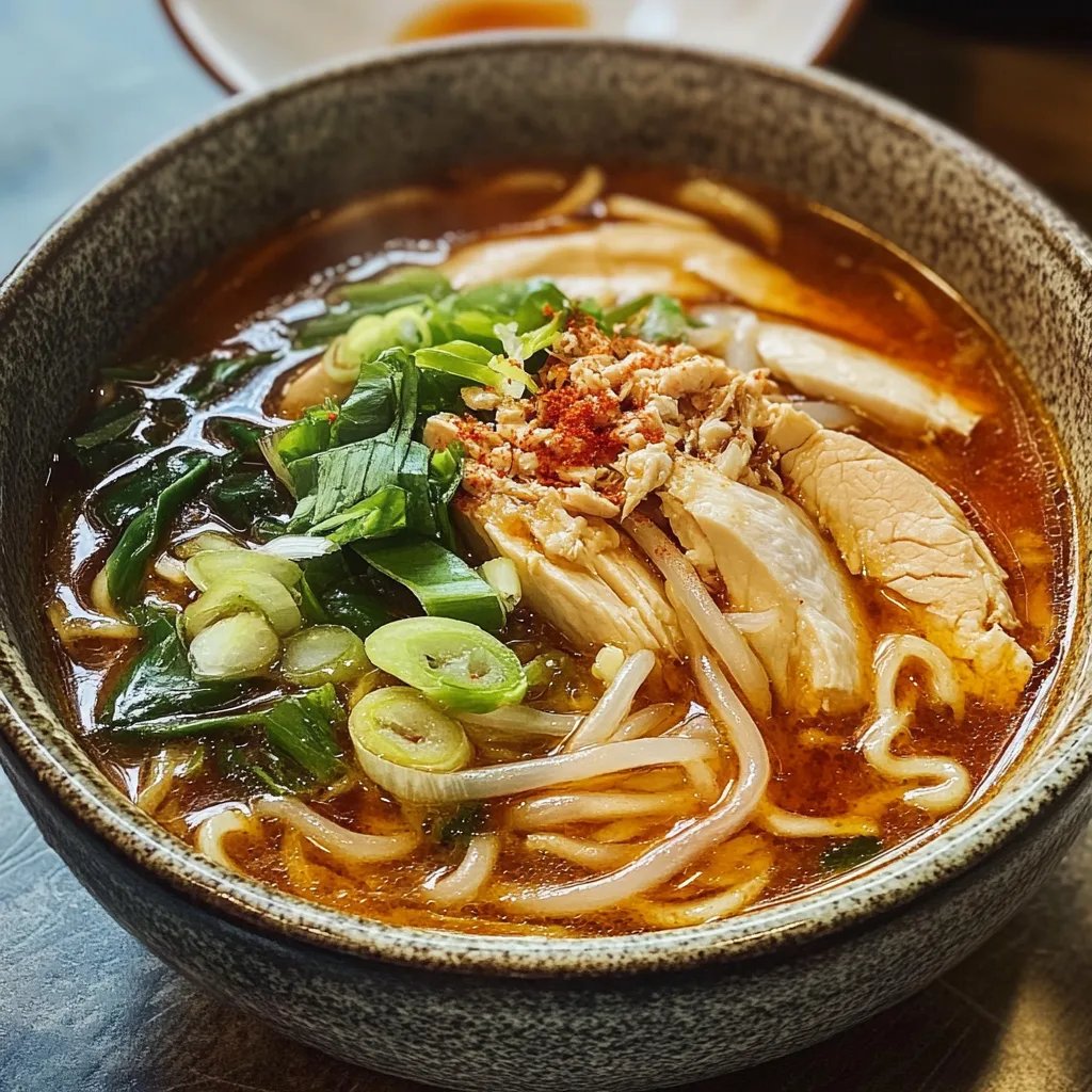 Spicy Chinese Chicken Noodle Soup with Sichuan Flavor
