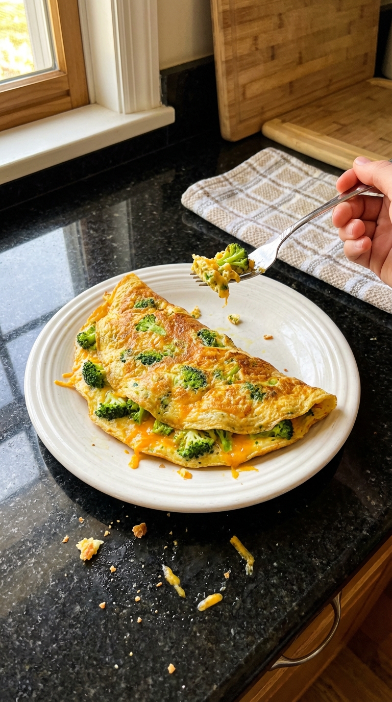 Broccoli and Cheddar Apple Omelet