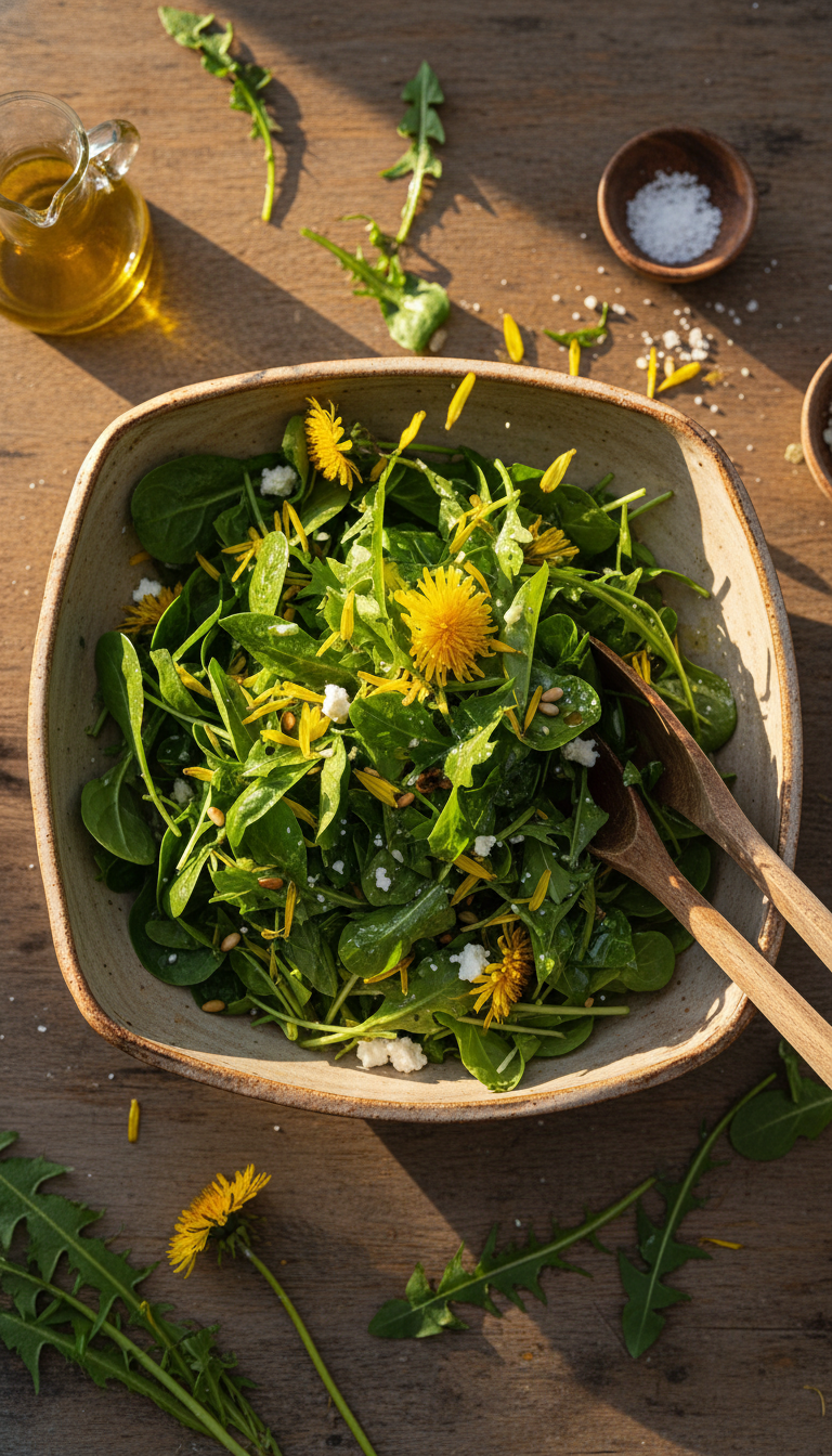 Garden-Fresh Dandelion Salad Bowl