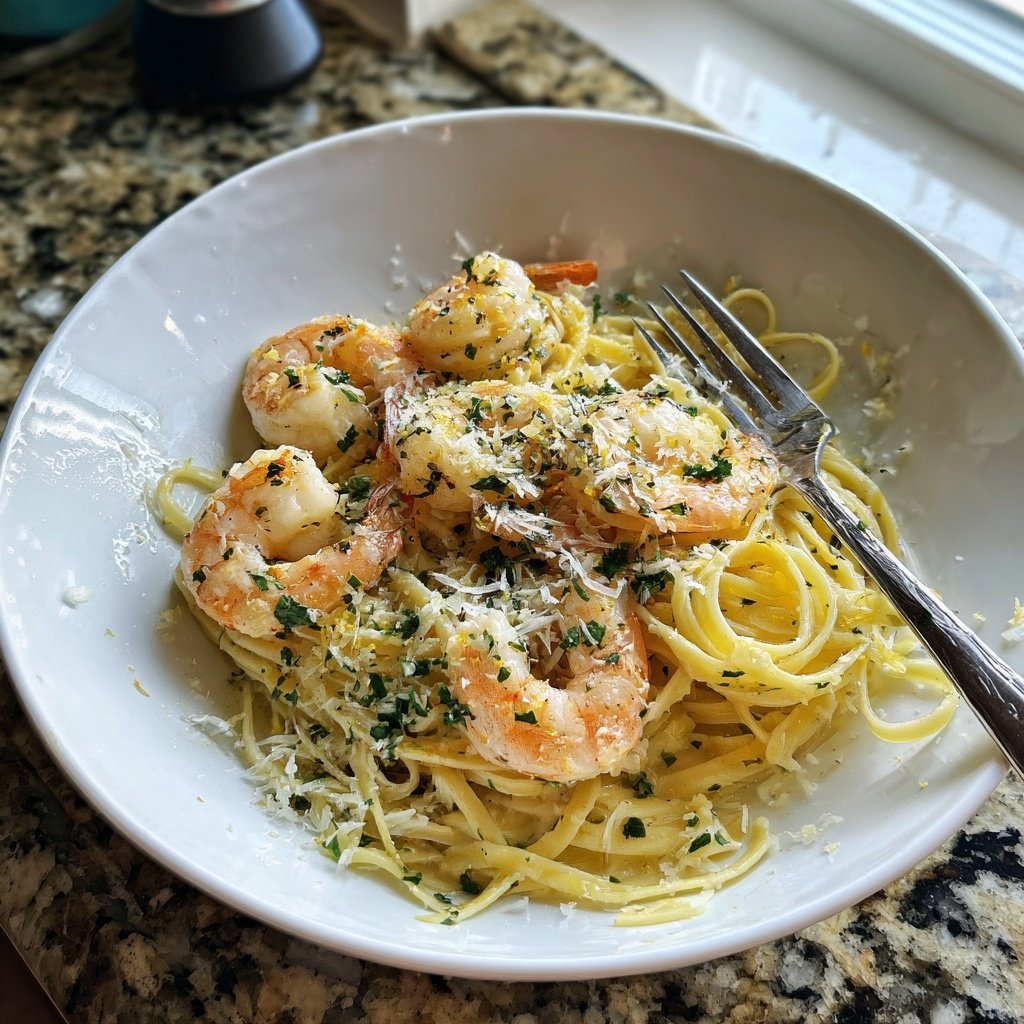 Lemon Zest Shrimp Linguine