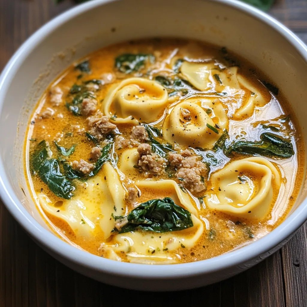Sausage Tortellini Soup with Spinach