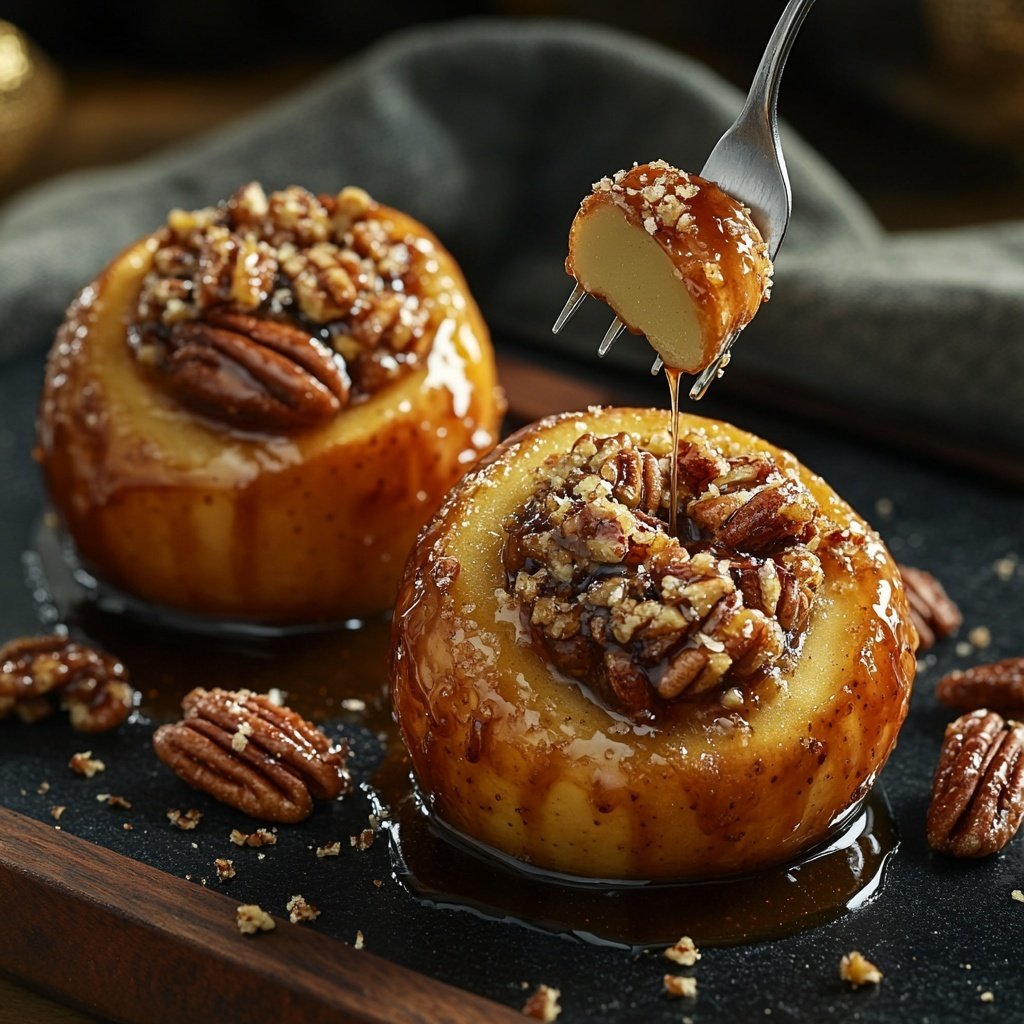 Festive Baked Apples with Marzipan and Pecans