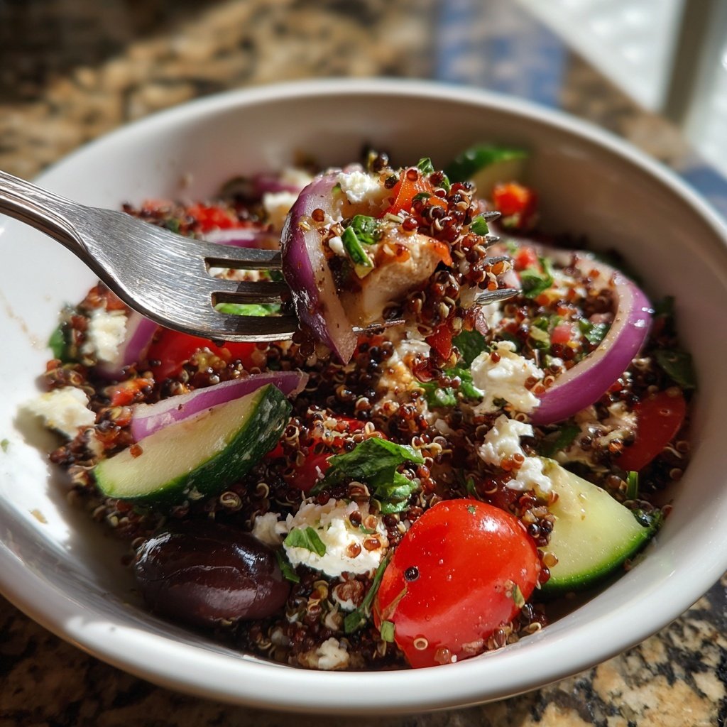 Greek Chicken Red Quinoa Salad