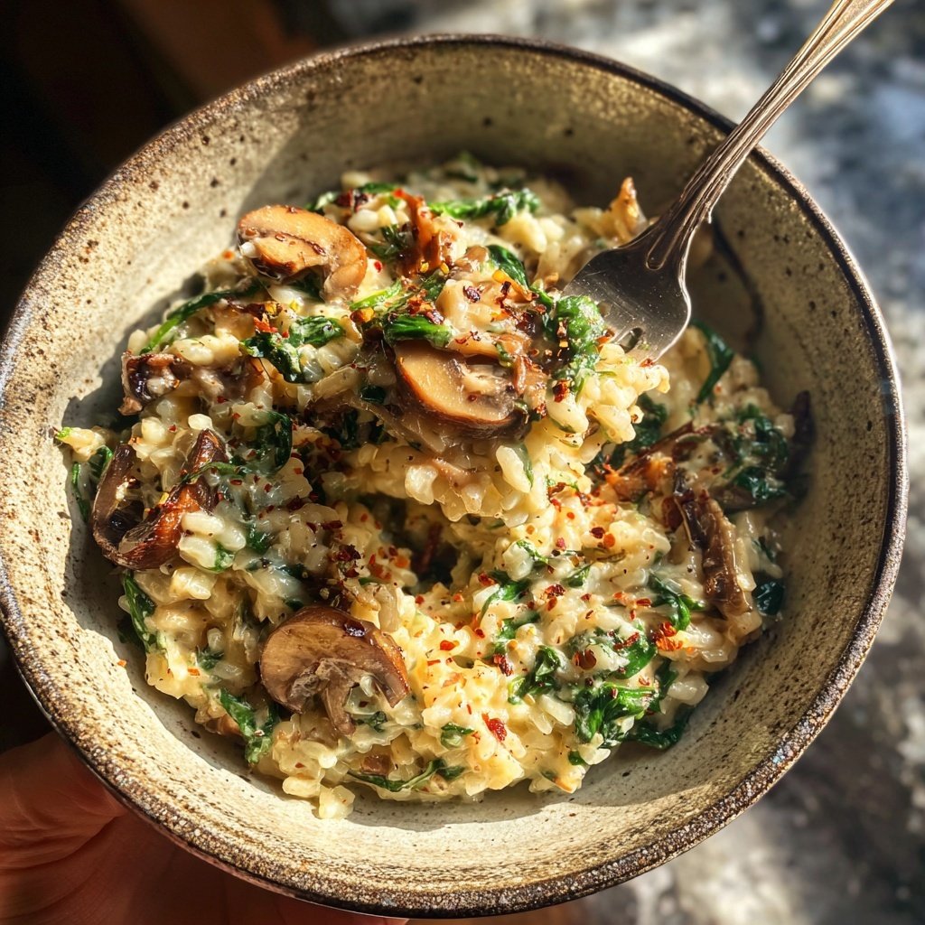 Mushroom Spinach Risotto
