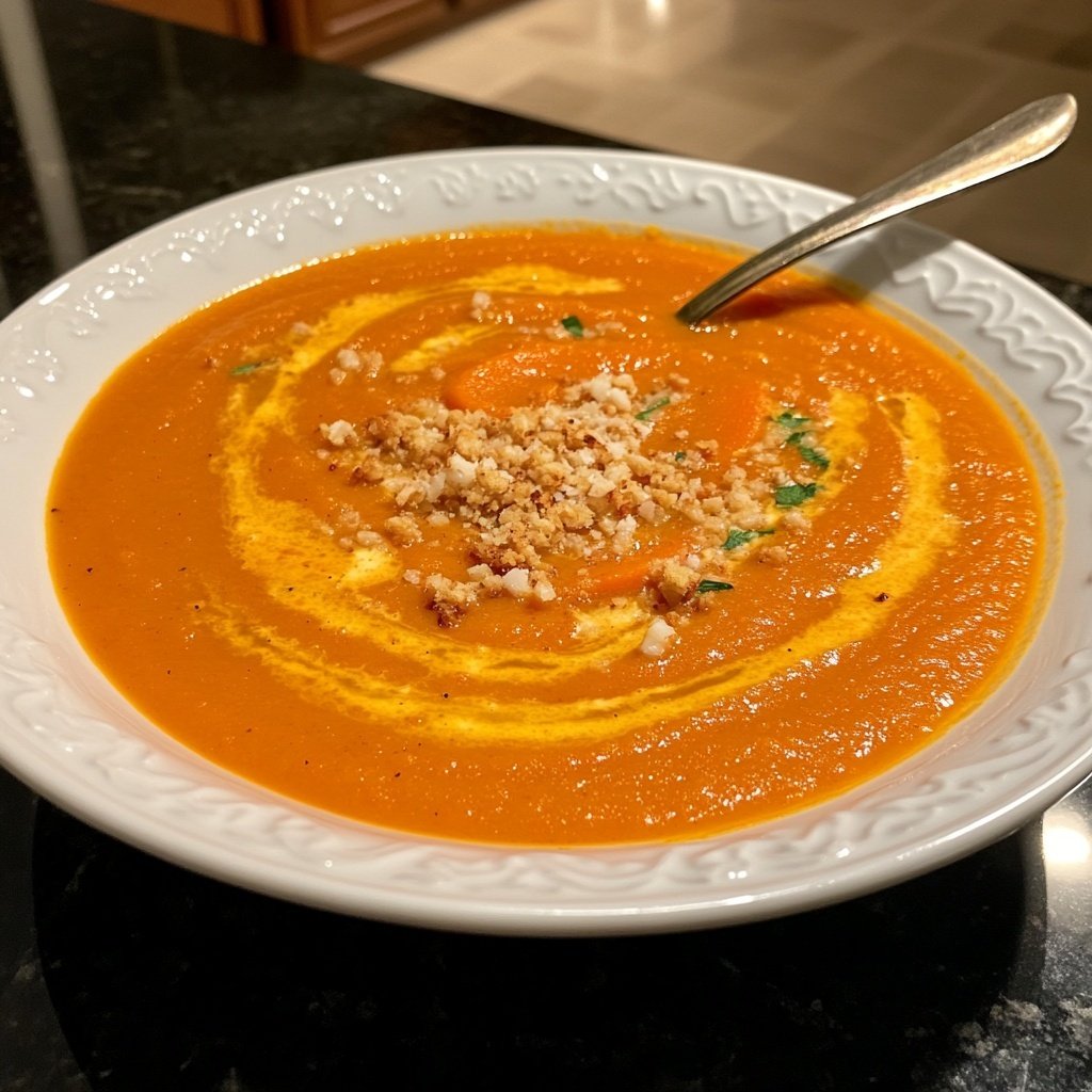 Healthy Vegan Roasted Carrot Soup