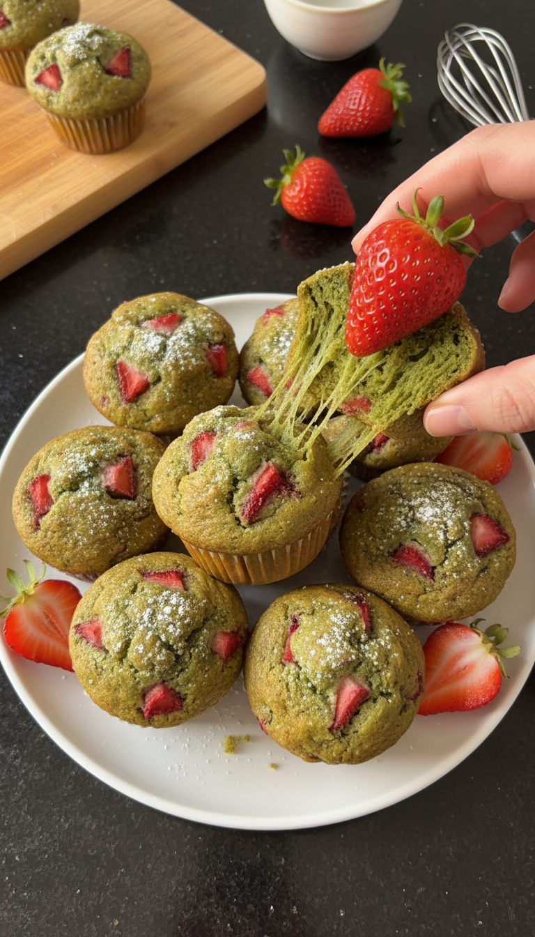 Matcha Strawberry Muffins