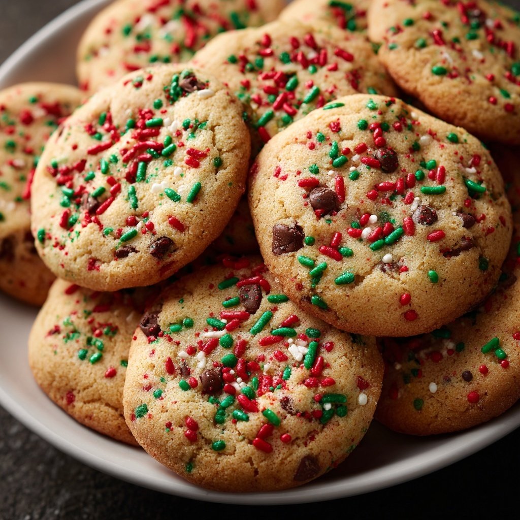 Christmas Sprinkle Chocolate Chip Cookies for Gifting