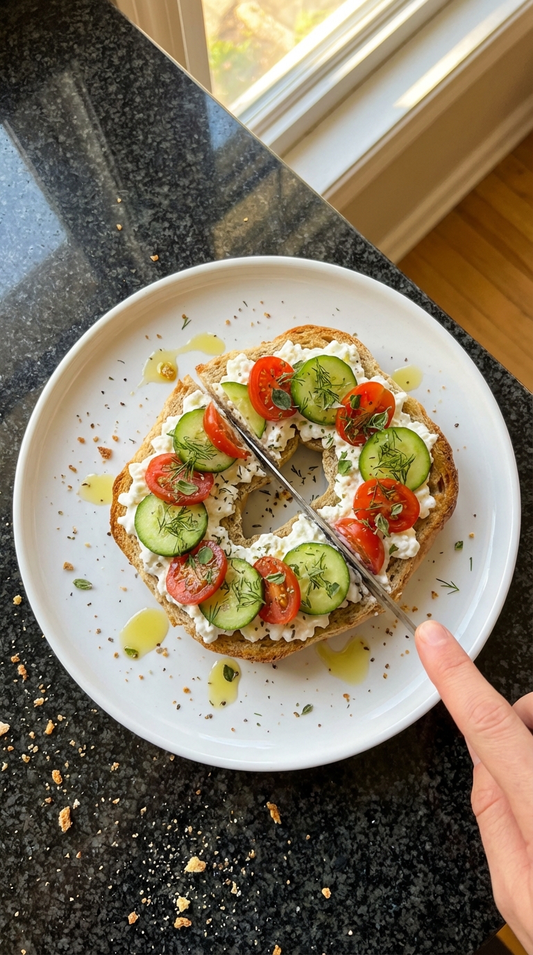 Mediterranean Cottage Cheese Bagel