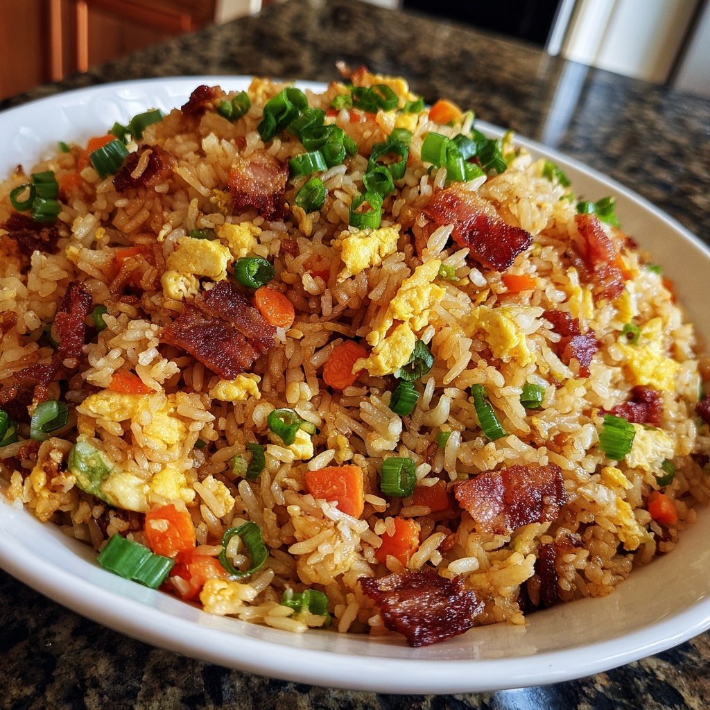 Breakfast Fried Rice with Bacon and Veggies​