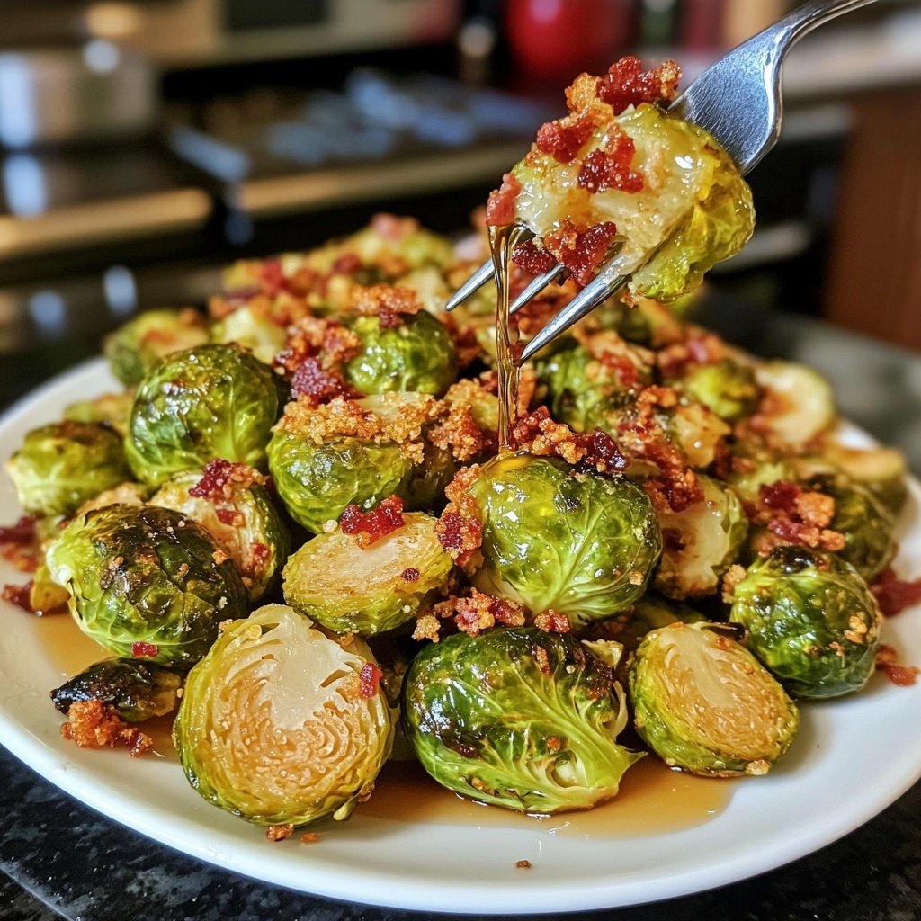 Roasted Brussels Sprouts with Bacon and Maple Syrup